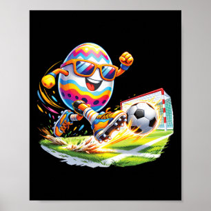 Fröhliche Ostereier spielende Fußball Liebhaber Ju Poster