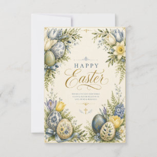 Fröhliche Ostergrüße ,Elegante Blumen und Pastell Dankeskarte