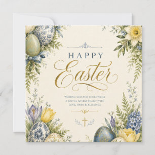 Fröhliche Ostergrüße, Elegante Blumen und Pastell Dankeskarte