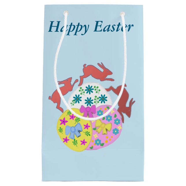 Fröhliche Osterhasen editierbare Ostern Kleine Geschenktüte (Vorderseite)