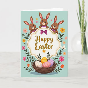 Fröhliche Osterhasen-Osterkarte Karte