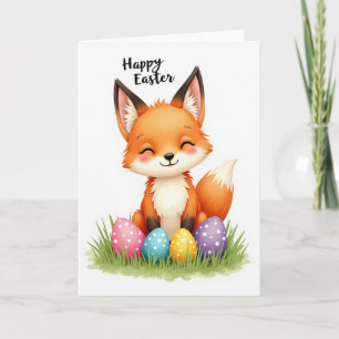 Fröhliche Osterkarte mit Fuchs im Frühling Karte