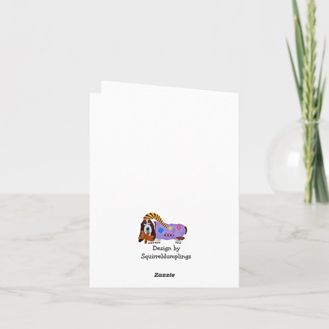 Fröhliche Ostern Basset Hound Osterhase Karte (Rückseite)