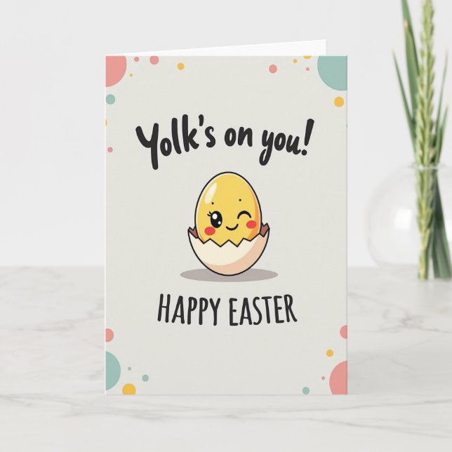 Fröhliche Ostern Dotter-Witzkarte Karte (Vorderseite)