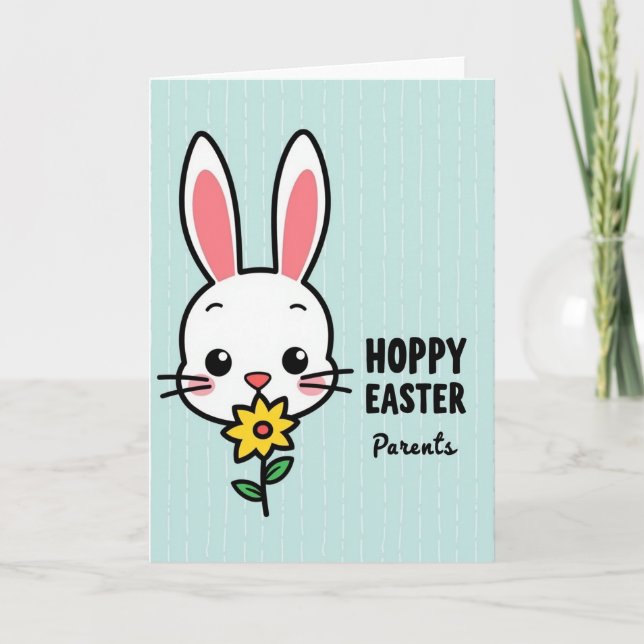 Fröhliche Ostern Eltern Hasenkarte Karte (Vorderseite)