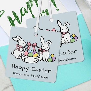 Fröhliche Ostern Handgezeichnete Doodle Whimsical Ornament Aus Metall
