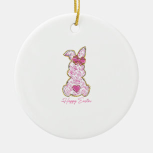 Fröhliche Ostern Häschen Mädchen Ostern Frauen Ros Keramik Ornament