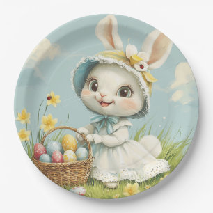 Fröhliche Ostern Hase Eier Osterglocken Schmetterl Pappteller