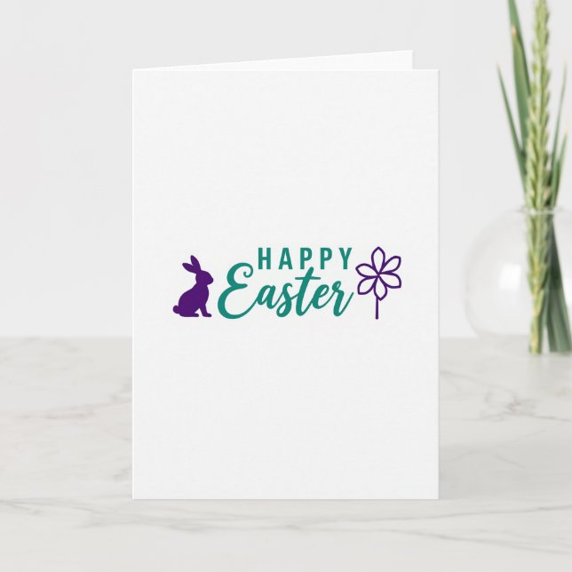 Fröhliche Ostern Hasen Blumen Karte (Vorderseite)