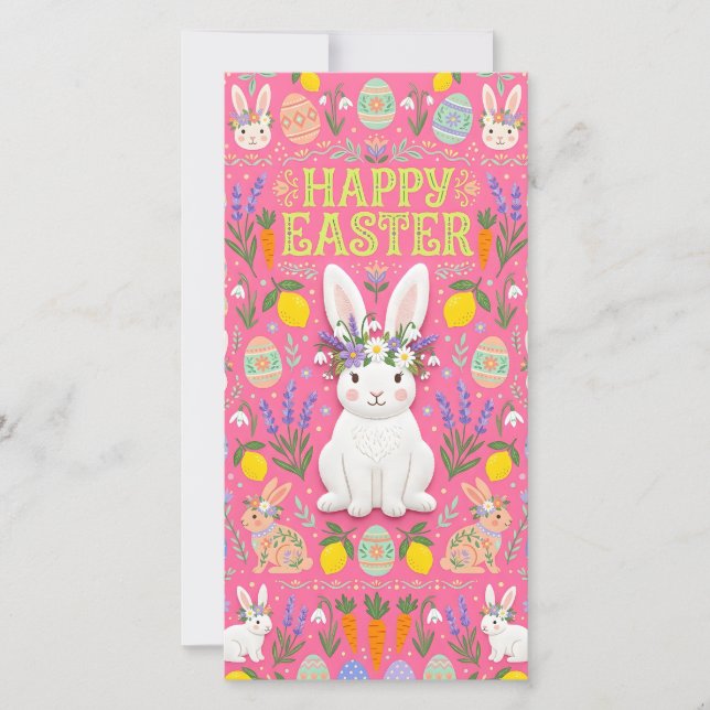 Fröhliche Ostern Hasen Karte (Vorderseite)