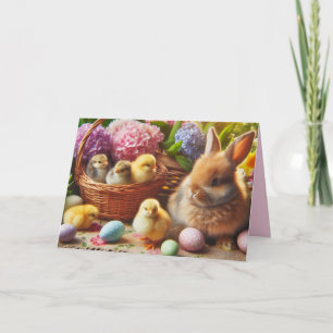 Fröhliche Ostern Hasen und Eier Kinder Feiertagska Feiertagskarte