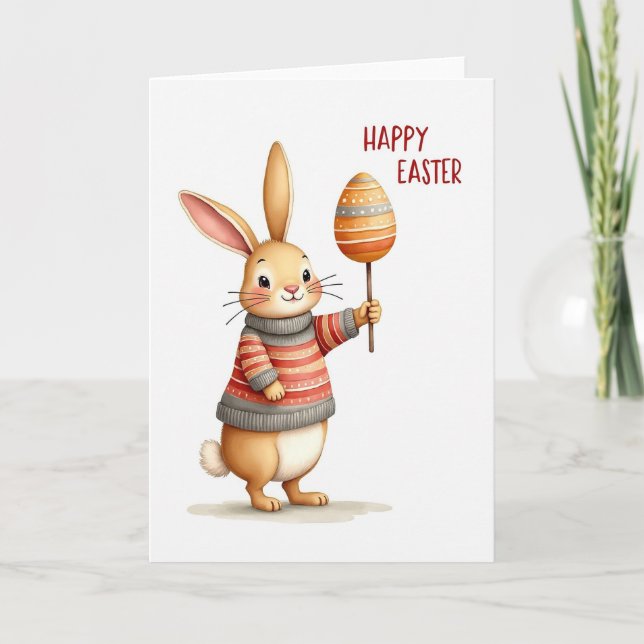Fröhliche Ostern Hasenkarte Karte (Vorderseite)