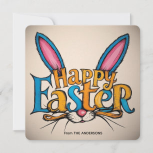 Fröhliche Ostern Hasenohren vintage  Feiertagskarte
