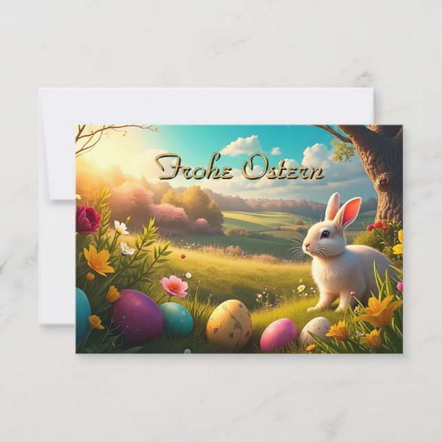 Fröhliche Ostern in einer Frühlingslandschaft (Vorderseite)