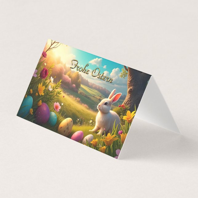 Fröhliche Ostern in einer Frühlingslandschaft (Vorderseite)