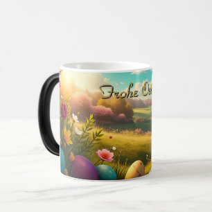 Fröhliche Ostern in einer Frühlingslandschaft Verwandlungstasse