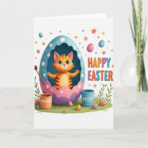 Fröhliche Ostern-Katzenei-Grußkarte Karte