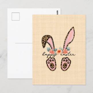 "Fröhliche Ostern" mit einer blauen Zeichnung Postkarte