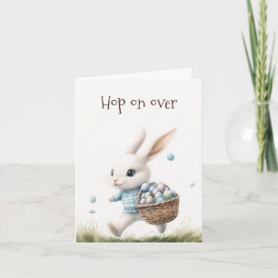 Fröhliche Ostern, Osterhasen mit Eiern Einladung