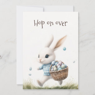 Fröhliche Ostern, Osterhasen mit Eiern Einladung