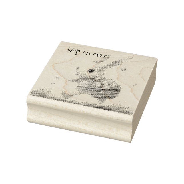 Fröhliche Ostern, Osterhasen mit Eiern Gummistempel (Stempel)