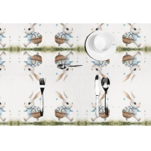 Fröhliche Ostern, Osterhasen mit Eiern Tischdecke