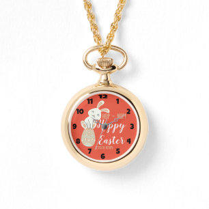 Fröhliche Ostern, Osterhasen, niedliche Familie Armbanduhr