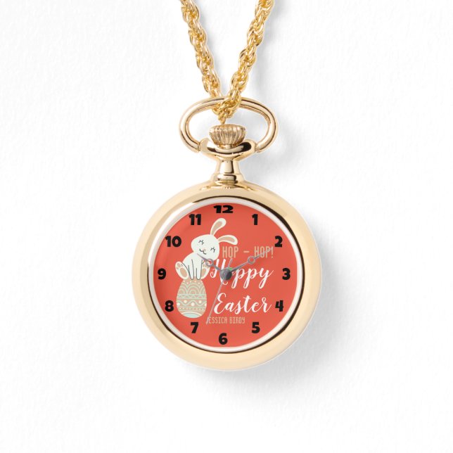 Fröhliche Ostern, Osterhasen, niedliche Familie Armbanduhr (Vorderseite)