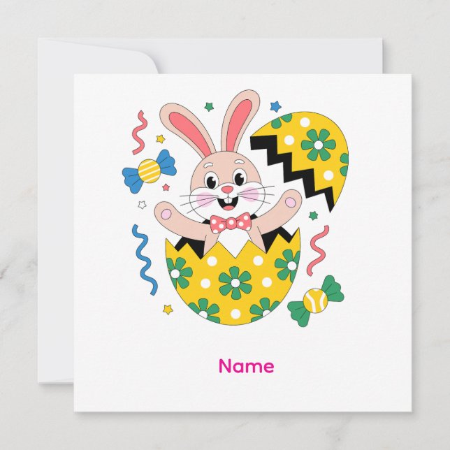 Fröhliche Ostern Party Hase heraus springend  Einladung (Vorderseite)