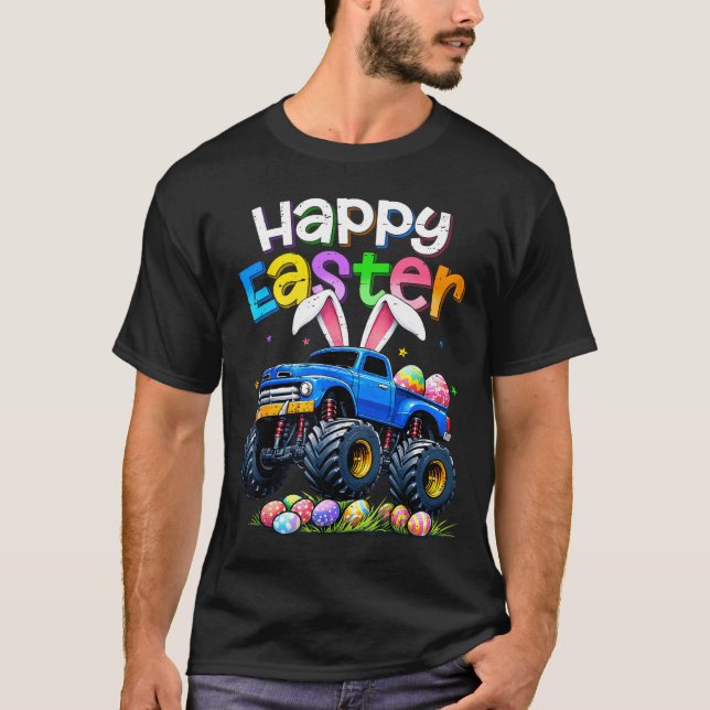 Fröhliche Ostern Shirts Junge Kinder Hase Monstert (Vorderseite)