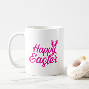 Fröhliche Ostern, sonnige Ohren auf rosafarbenem T Kaffeetasse