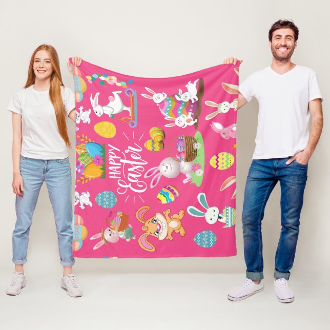 Fröhliche Ostern, sonnige Wünsche und farbenfrohe  Fleecedecke (Beispiel)