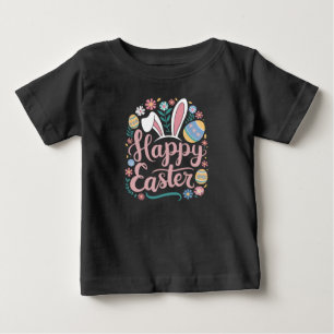 Fröhliche Ostern Süße Häschen Kaninchen Eier Baby T-shirt