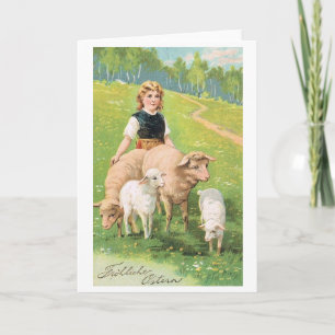 Frohliche Ostern! Vintage German Easter Card Feiertagskarte
