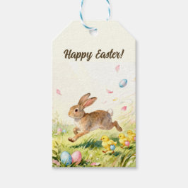 Fröhliche Ostern Vintage-Hase Frühjahrsillustratio Geschenkanhänger