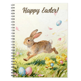 Fröhliche Ostern Vintage-Hase Frühjahrsillustratio Notizblock