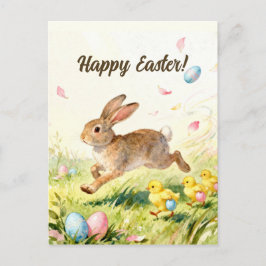 Fröhliche Ostern Vintage-Hase Frühjahrsillustratio Postkarte