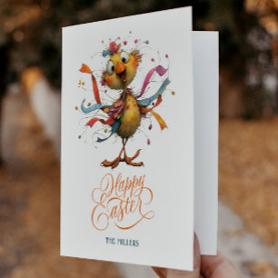 Fröhliche Ostern Whimsical Osterhuhn-Illustration Dankeskarte