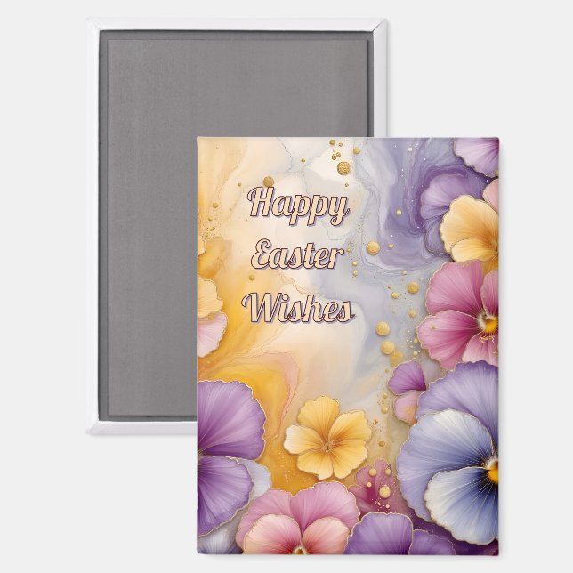 ~ FRÖHLICHE OSTERN WÜNSCHE ~ Blumen ~ Magnet (Vorderseite/Rückseite)
