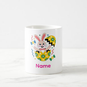 Fröhliche Osterparty-Hase herausspringend Kaffeetasse