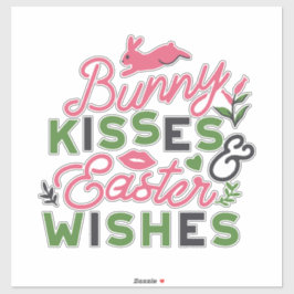 Fröhliche Ostertypografie - Bunny Kisses Aufkleber