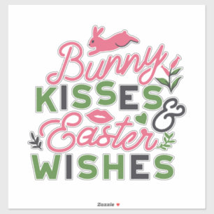Fröhliche Ostertypografie - Bunny Kisses Aufkleber