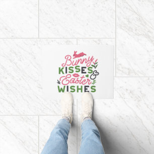 Fröhliche Ostertypografie - Bunny Kisses Fußmatte