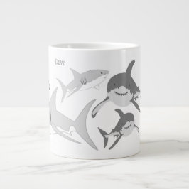 Fröhliche Ozeanhaie Kunst Jumbo-Tasse