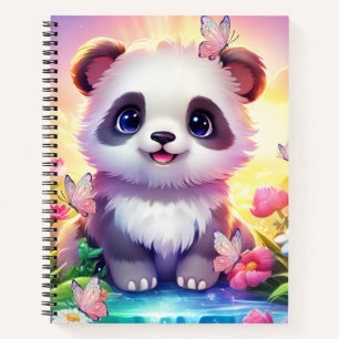 Fröhliche Panada, Regenbogen, Schmetterlinge und B Notizbuch