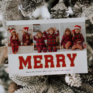 Fröhliche Patch Letter Foto Weihnachtskarten Feiertagskarte