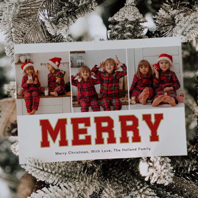 Fröhliche Patch Letter Foto Weihnachtskarten Feiertagskarte (Von Creator hochgeladen)