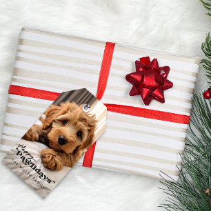 Fröhliche Pawlidays Foto Hund Haustier Geschenk-An Geschenkanhänger
