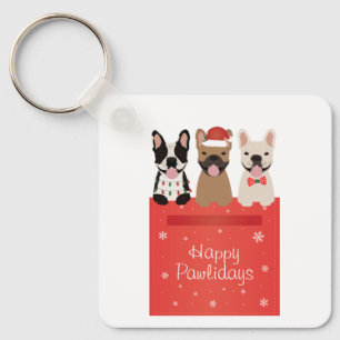 Fröhliche Pawlidays Französische Bulldoggen Schlüsselanhänger