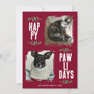 Fröhliche Pawlidays Haustier-Foto-Grün Feiertagskarte